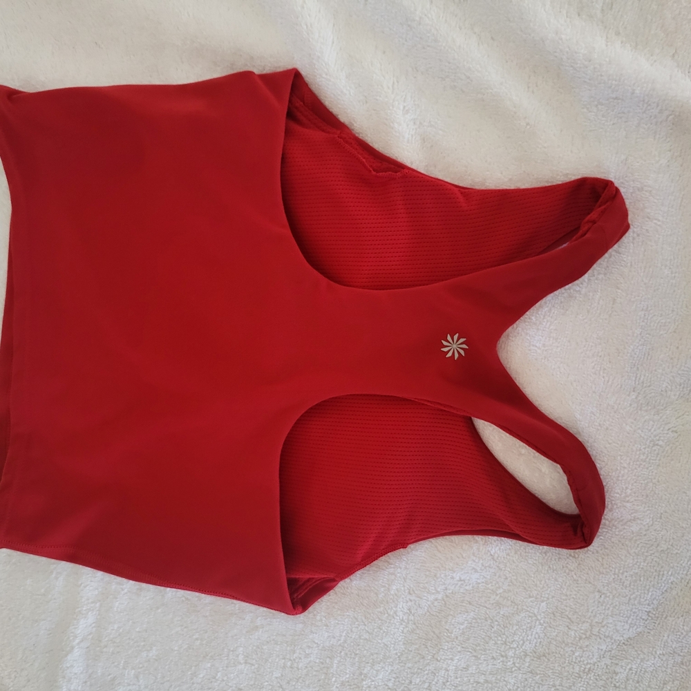 Athleta Red Backless Crop Tank Top